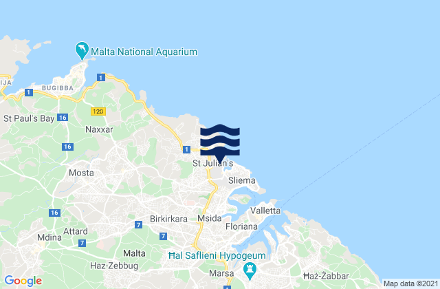 Mapa de mareas Saint John, Malta