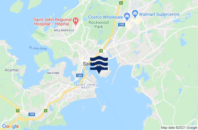 Mapa de mareas Saint John, Canada