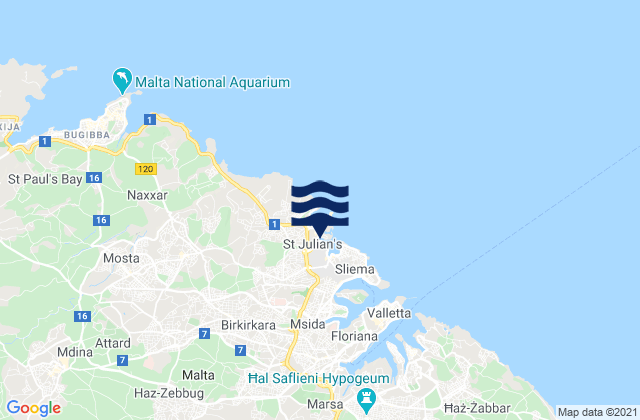 Mapa de mareas Saint Julian's, Malta