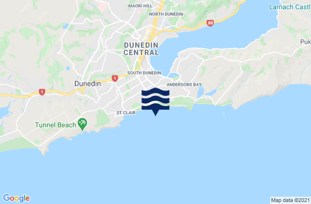 Mapa de mareas Saint Kilda Beach, New Zealand