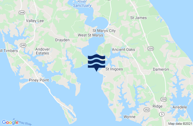 Mapa de mareas Saint Marys City, United States