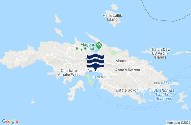 Mapa de mareas Saint Thomas Island, U.S. Virgin Islands