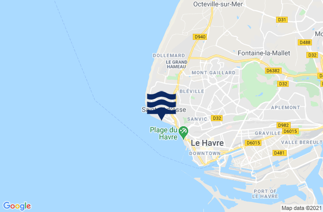 Mapa de mareas Sainte Adresse, France