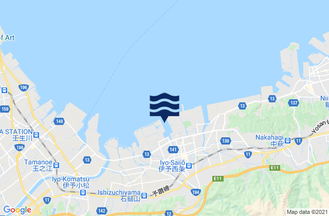Mapa de mareas Saizyo, Japan