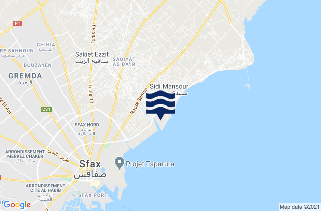 Mapa de mareas Sakiet Eddaier, Tunisia
