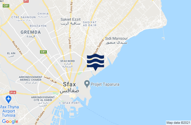 Mapa de mareas Sakiet Ezzit, Tunisia