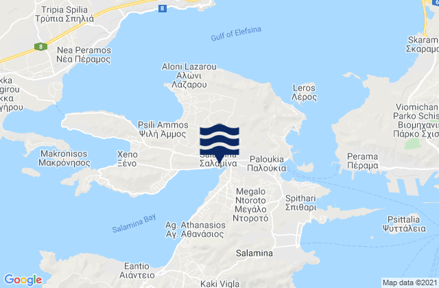 Mapa de mareas Salamína, Greece