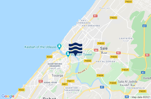 Mapa de mareas Sale, Morocco