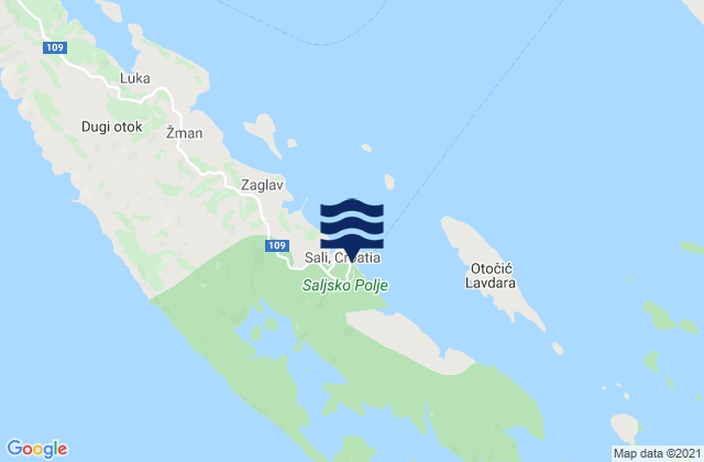 Mapa de mareas Sali, Croatia