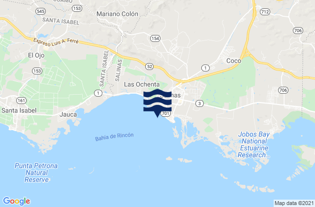 Mapa de mareas Salinas, Puerto Rico