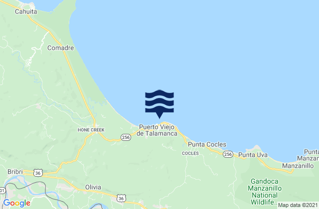Mapa de mareas Salsa Brava, Costa Rica