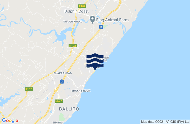 Mapa de mareas Salt Rock Beach, South Africa