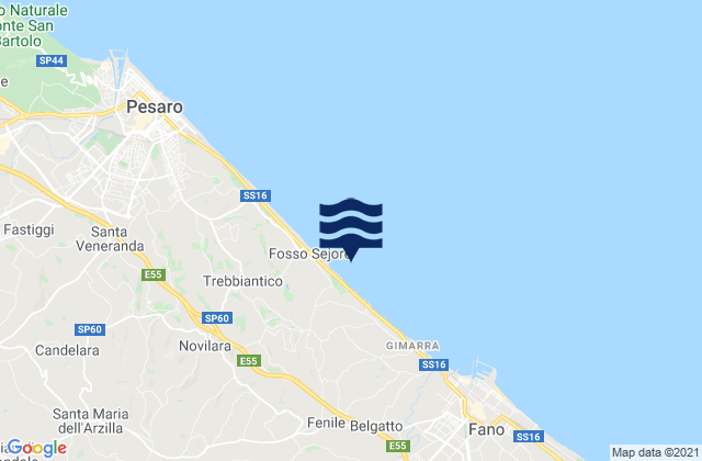 Mapa de mareas Saltara, Italy