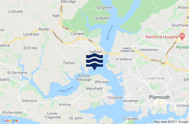 Mapa de mareas Saltash, United Kingdom