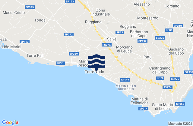 Mapa de mareas Salve, Italy