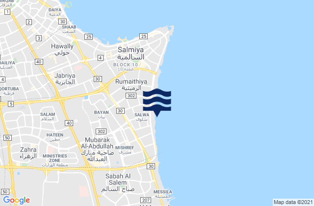Mapa de mareas Salwá, Kuwait
