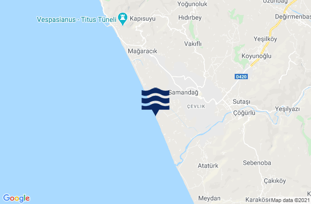 Mapa de mareas Samandağ, Turkey
