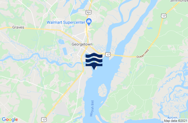 Mapa de mareas Sampit River entrance, United States