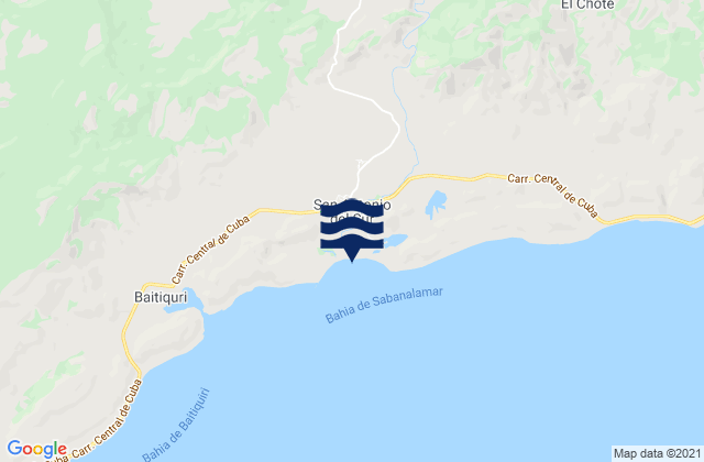 Mapa de mareas San Antonio Del Sur, Cuba