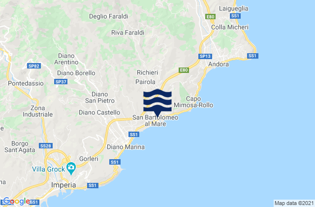 Mapa de mareas San Bartolomeo al Mare, Italy