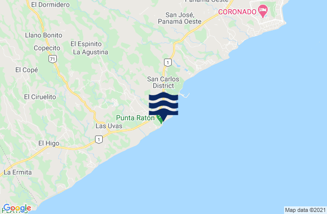 Mapa de mareas San Carlos, Panama