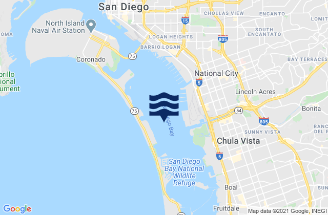 Mapa de mareas San Diego Bay, United States