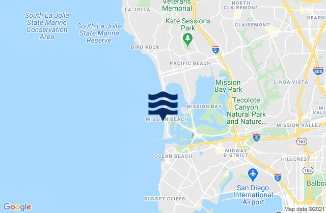 Mapa de mareas San Diego Mission Beach, United States