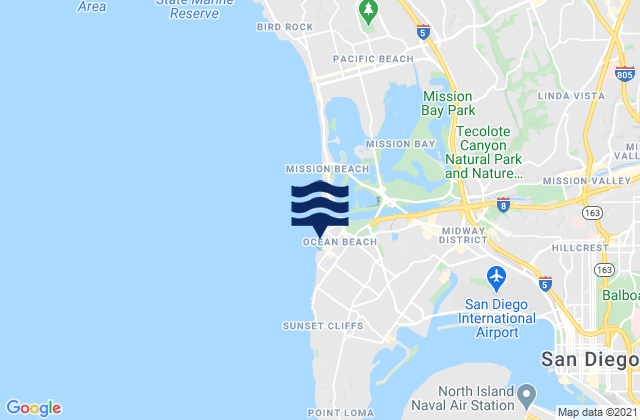 Mapa de mareas San Diego Ocean Beach Park, United States