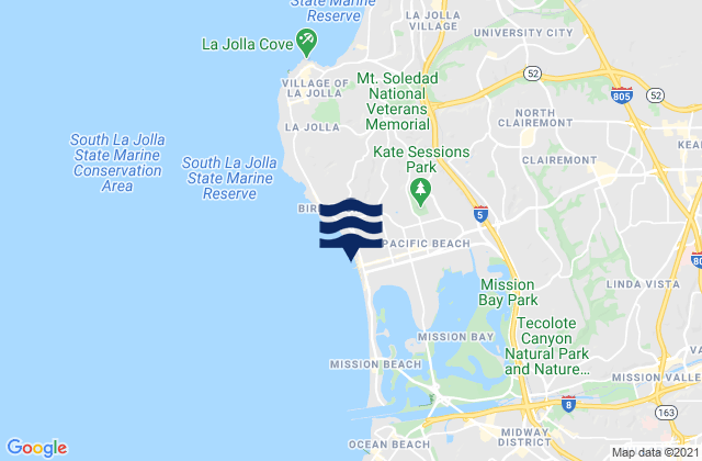 Mapa de mareas San Diego Pacific Beach, United States