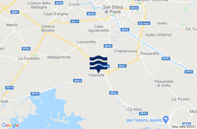 Mapa de mareas San Donà di Piave, Italy