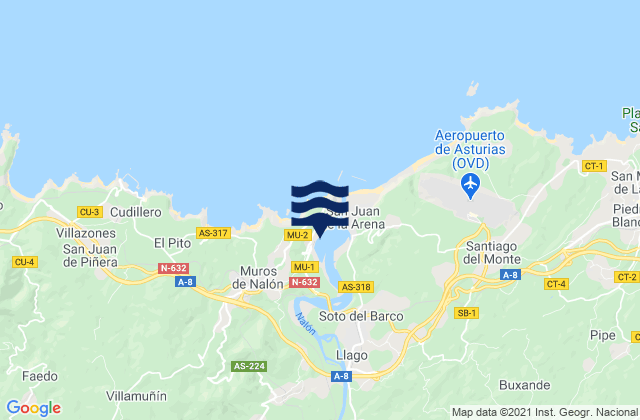 Mapa de mareas San Esteban de Pravia, Spain