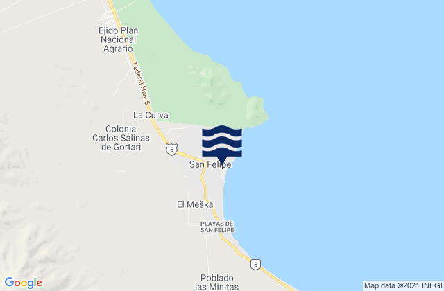 Mapa de mareas San Felipe, Mexico