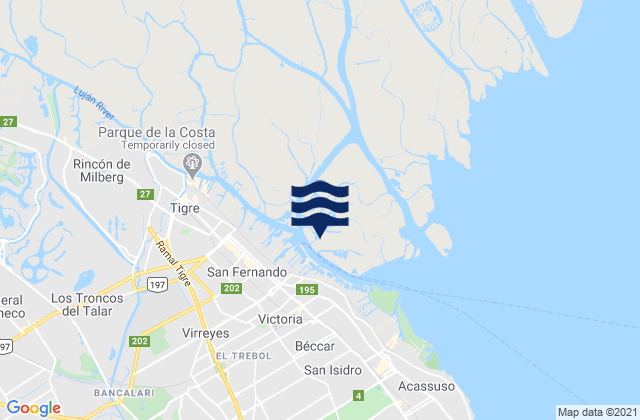 Mapa de mareas San Fernando, Argentina