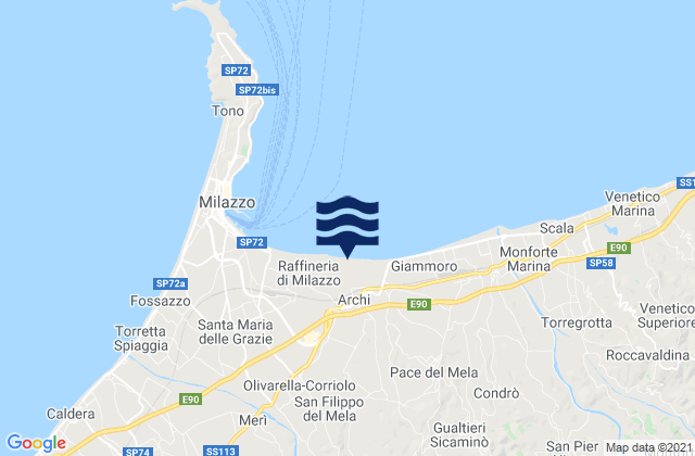 Mapa de mareas San Filippo del Mela, Italy