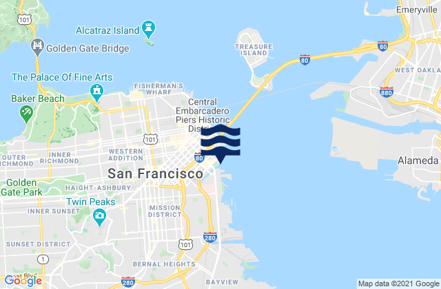 Mapa de mareas San Francisco, United States