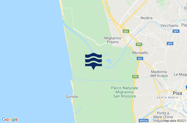 Mapa de mareas San Giuliano Terme, Italy