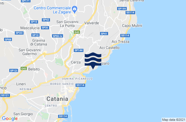 Mapa de mareas San Gregorio di Catania, Italy