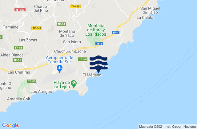 Mapa de mareas San Isidro, Spain