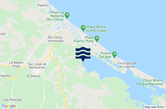 Mapa de mareas San José de Barlovento, Venezuela