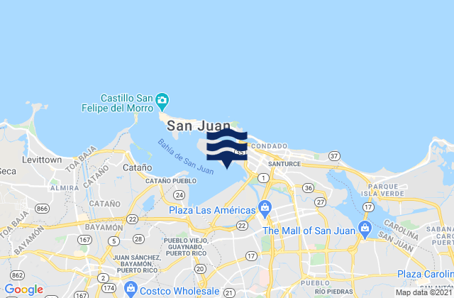 Mapa de mareas San Juan, Puerto Rico