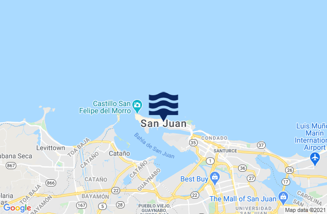 Mapa de mareas San Juan, Puerto Rico