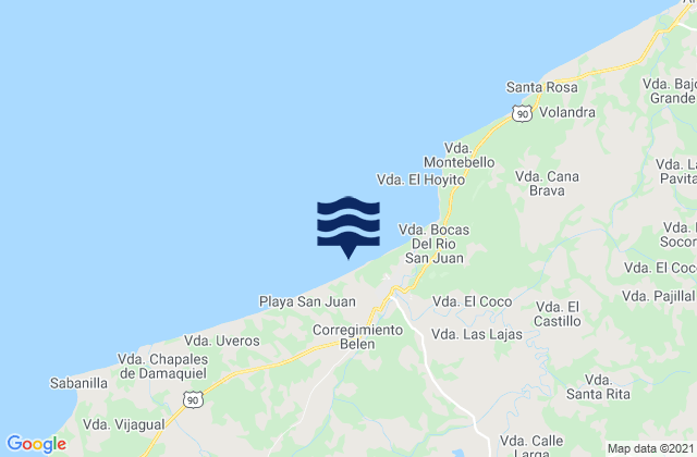 Mapa de mareas San Juan de Urabá, Colombia