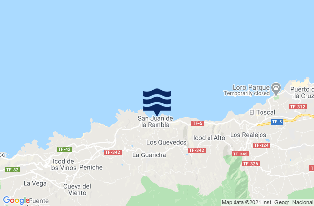 Mapa de mareas San Juan de la Rambla, Spain