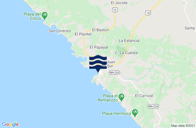 Mapa de mareas San Juan del Sur, Nicaragua