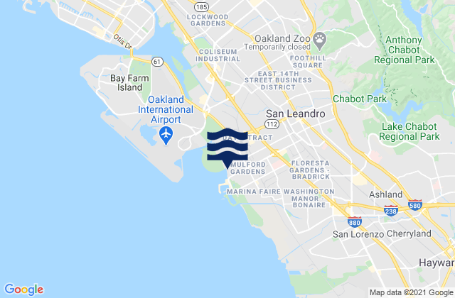 Mapa de mareas San Leandro, United States