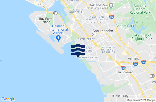 Mapa de mareas San Leandro Marina, United States