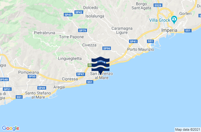 Mapa de mareas San Lorenzo al Mare, Italy