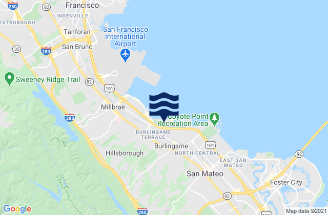 Mapa de mareas San Mateo, United States