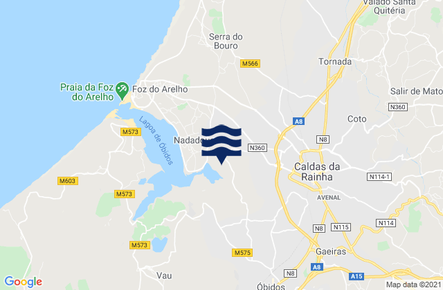 Mapa de mareas San Miguel - Populo, Portugal