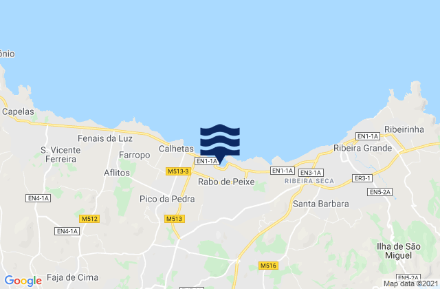 Mapa de mareas San Miguel - Rabo de Peixe, Portugal